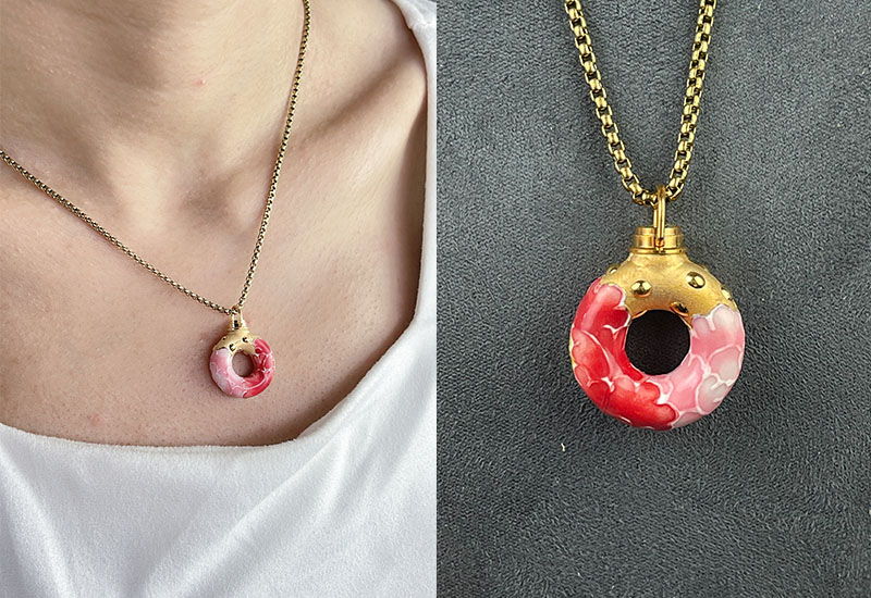 牡丹情緣香氛項鍊(粉紅)